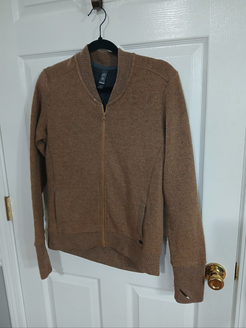Mountain Hardwear Men's Brown Full-Zip Sarafin Bomber Sweater Grandpacore Hike